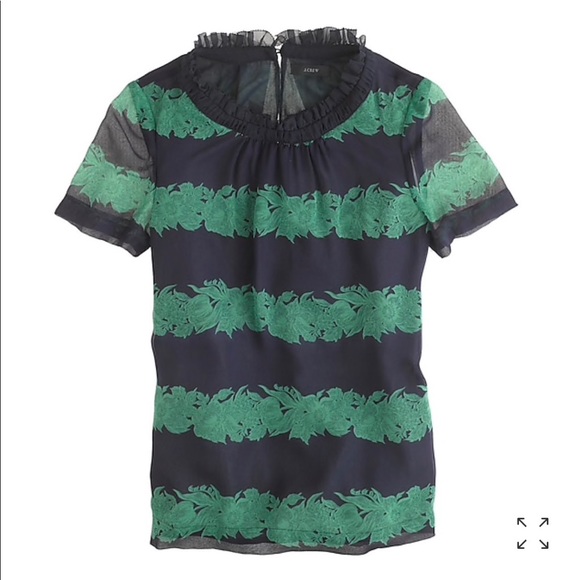 J. Crew Tops - NWOT JCREW Silk Ruffle Top in Beanstock Stripe